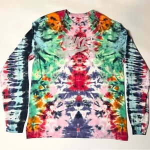 Custom handmade Tie Dye Nike Men’s MEDIUM long sleeve Tee